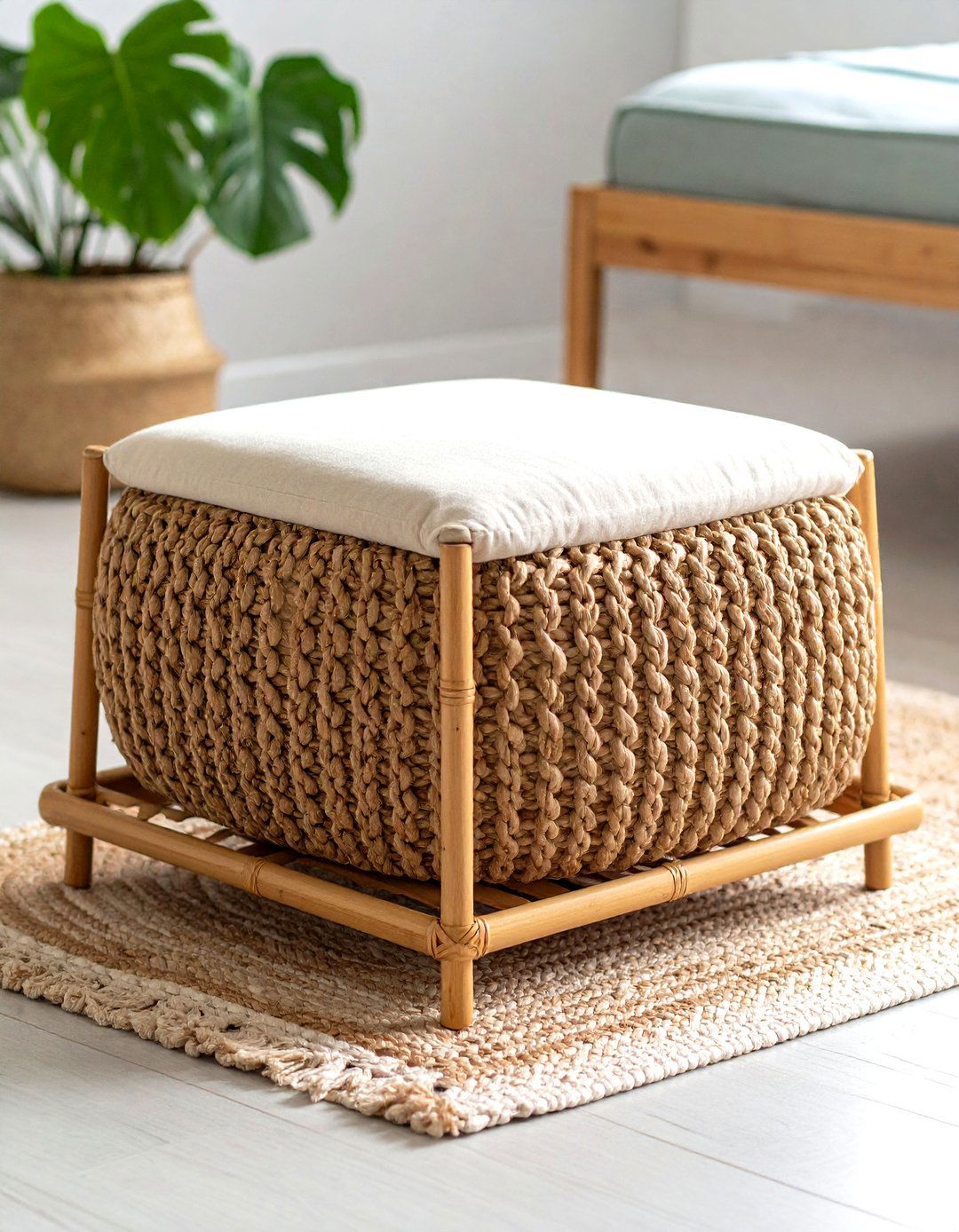Multi Use Moroccan Pouf as Ottoman and Storage - 20 Hippie Bedroom Ideas