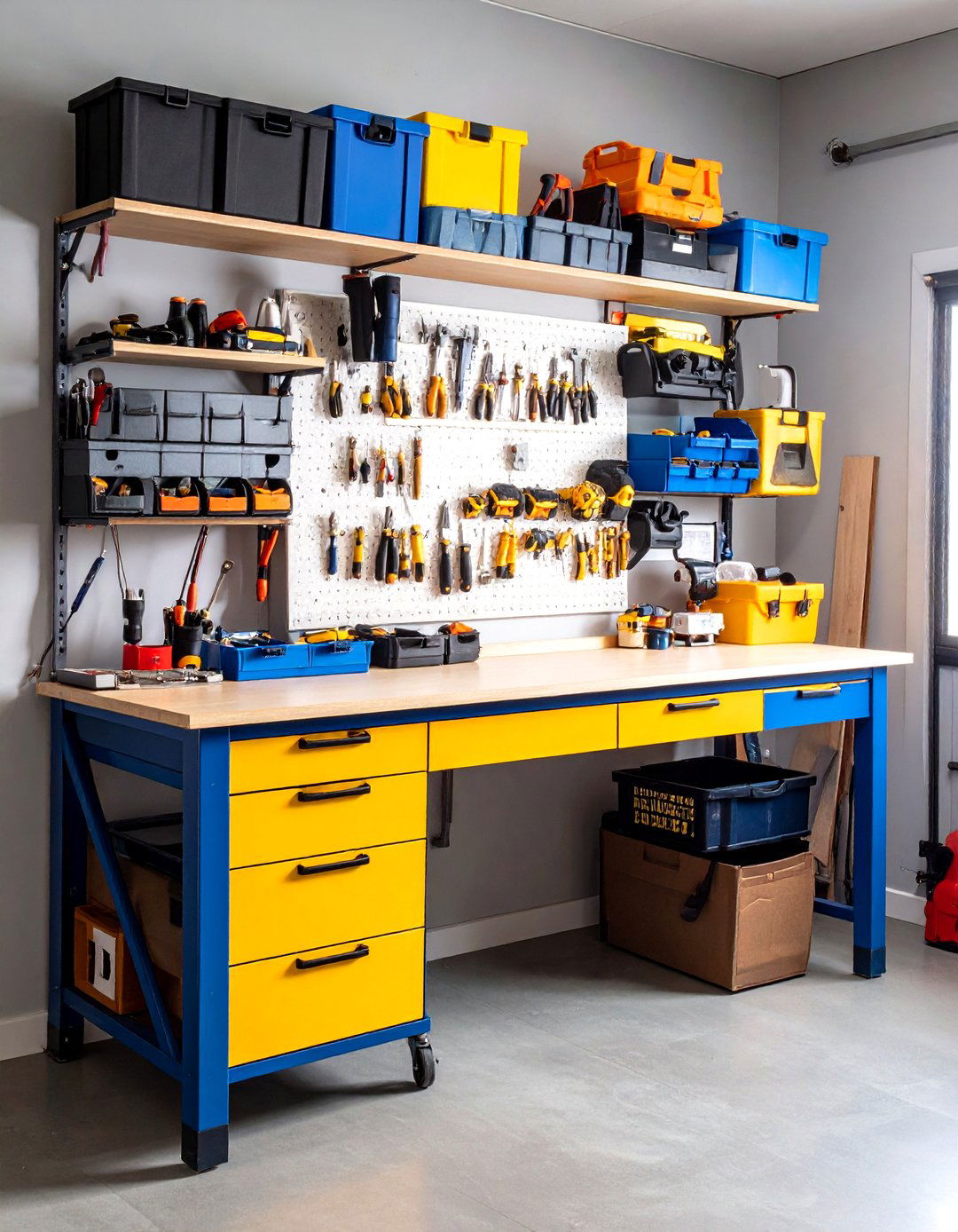 Multi Zone Craft and Repair Bench Organizes Hobbies - 20 Garage Workbench Ideas