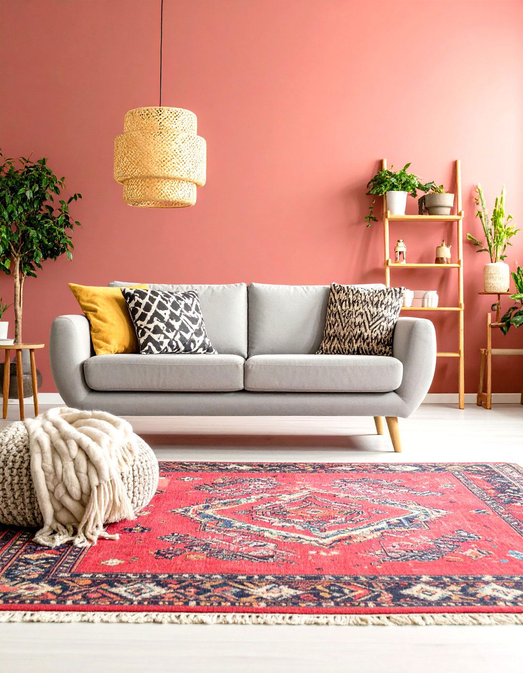 Multicolor Boho Rug with a Grey Couch - 20 what color rug goes with a grey couch