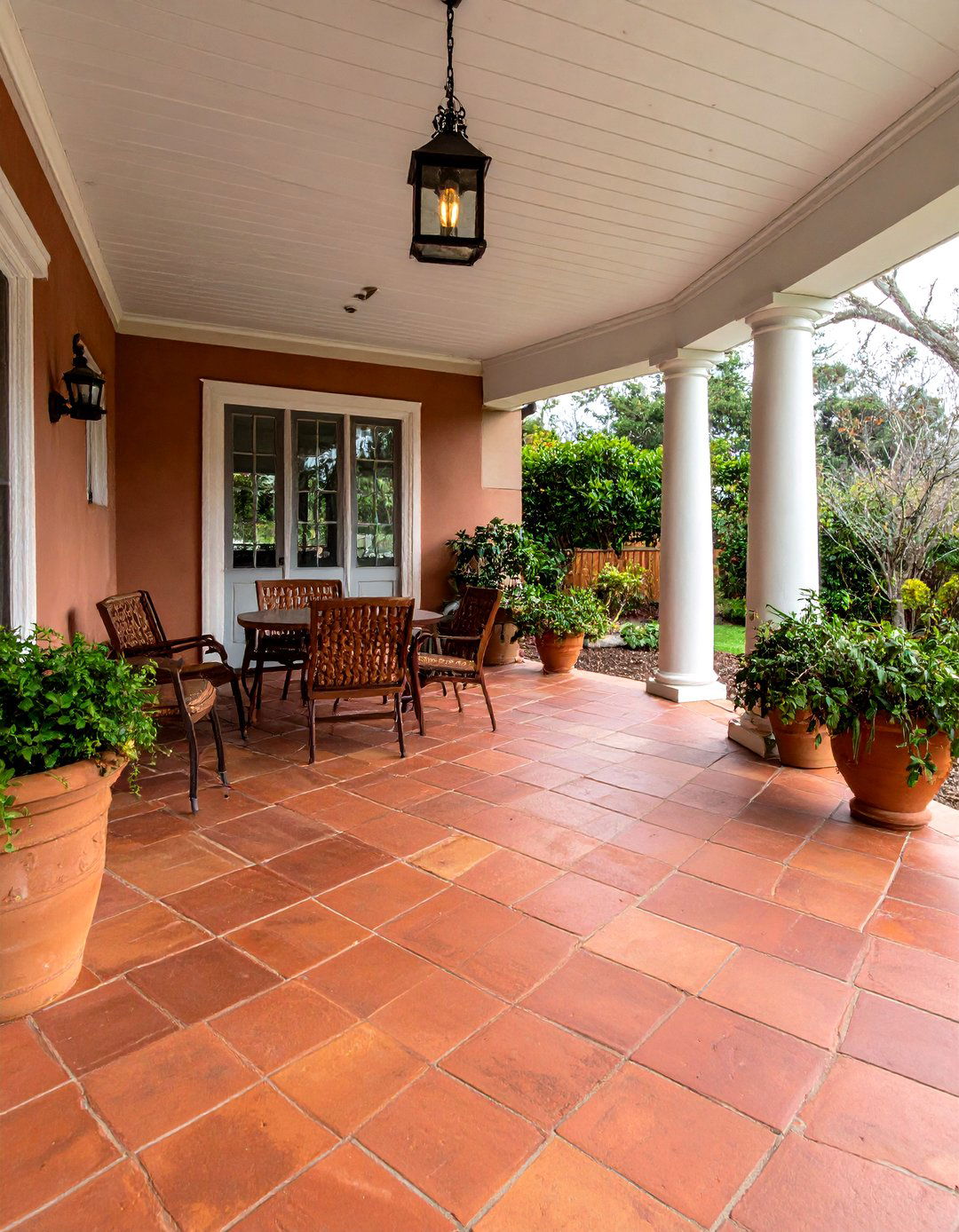 Multicolored Quarry Tiles - 20 Stone Porch Ideas