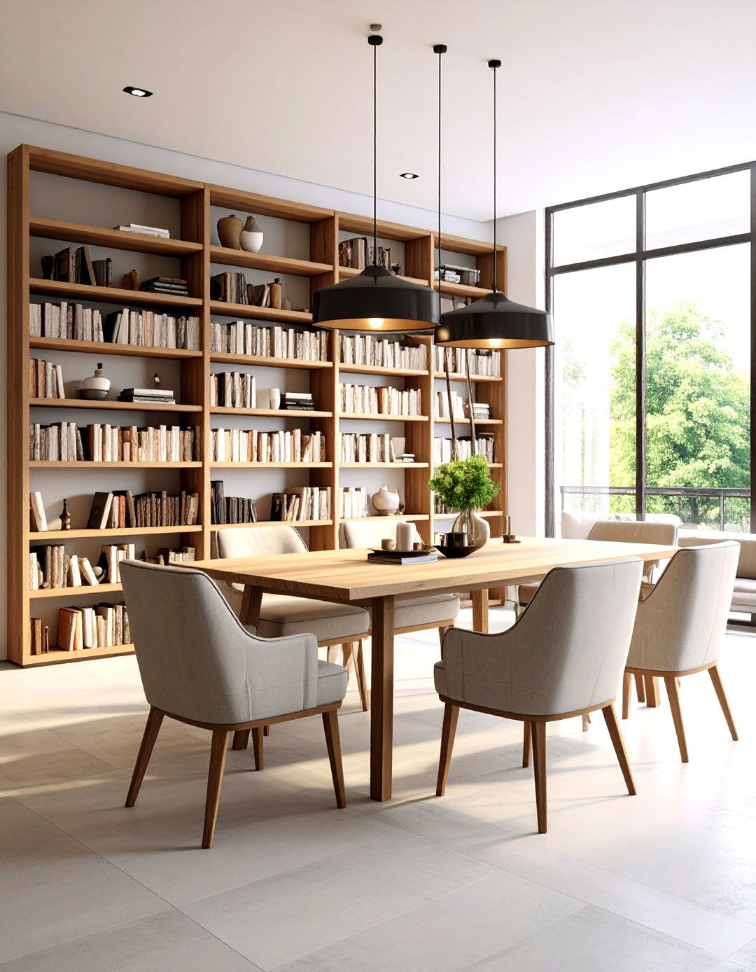 Multifunctional Library Dining Room - 20 Eclectic Dining Room Ideas