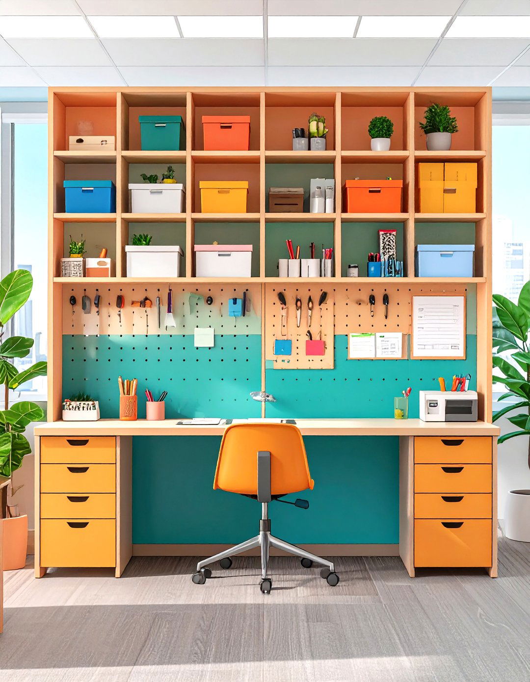 Multifunctional Pegboard Divider for Modular Storage - 20 Cubicle Decor Ideas