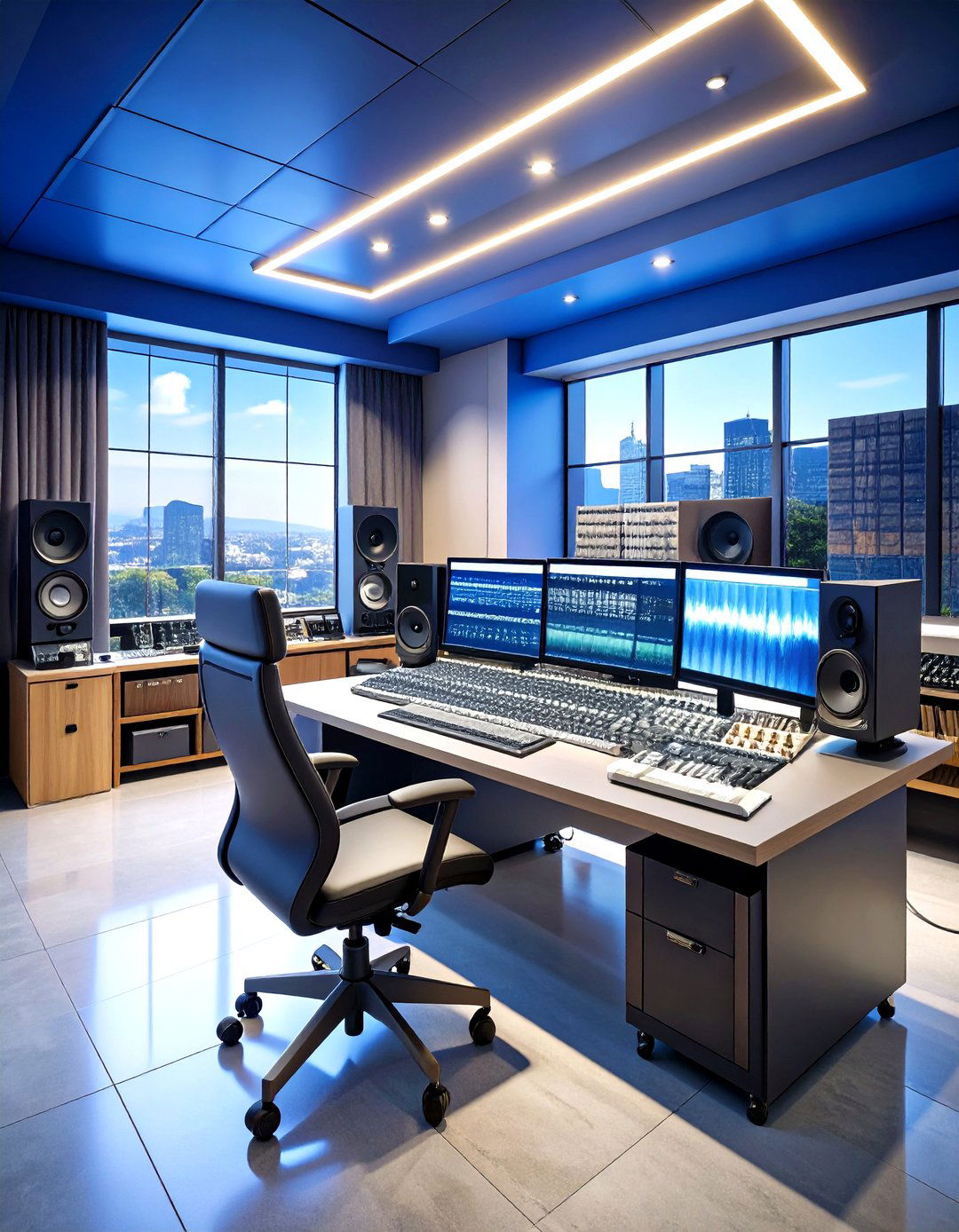 Music Studio Man Cave Office Combination - 20 Man Cave Office Ideas