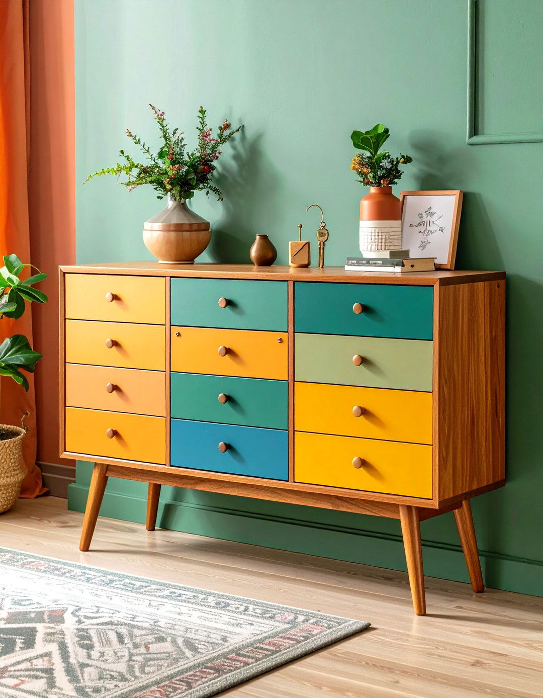Narrow Console Table with Drawers - 20 Small Mudroom Ideas