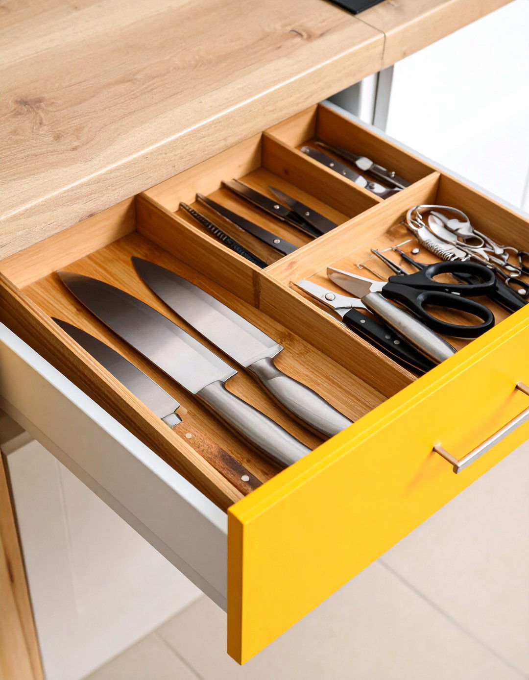 Narrow Drawers for Knives and Scissors - 20 Small Kitchen Storage Ideas