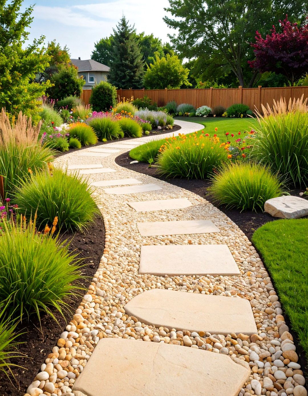 Native Meadow Border Gravel Walkway - 20 Farmhouse Walkway Ideas