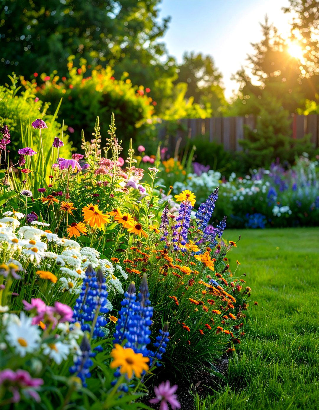 Native Wildflower Garden Border Meadow - 20 Low Maintenance Garden Border Ideas