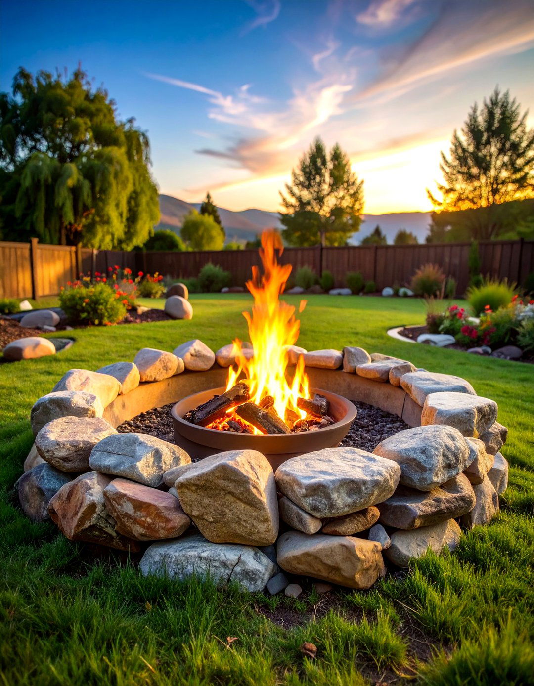 Natural Boulder Circle Fire Pit - 20 Boulder Fire Pit Ideas