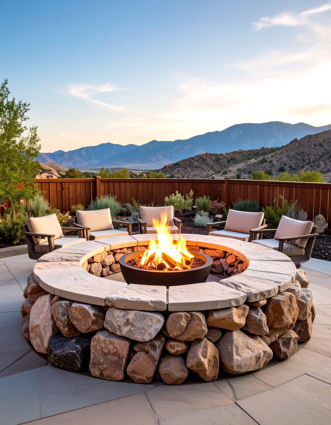 Natural Boulder Seatwall Fire Pit - 20 Stone Fire Pit Ideas