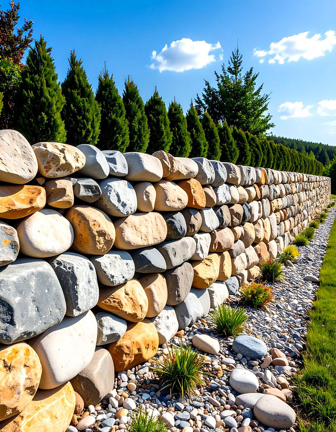 Natural Boulders Retaining Wall - 20 Stone Wall Ideas