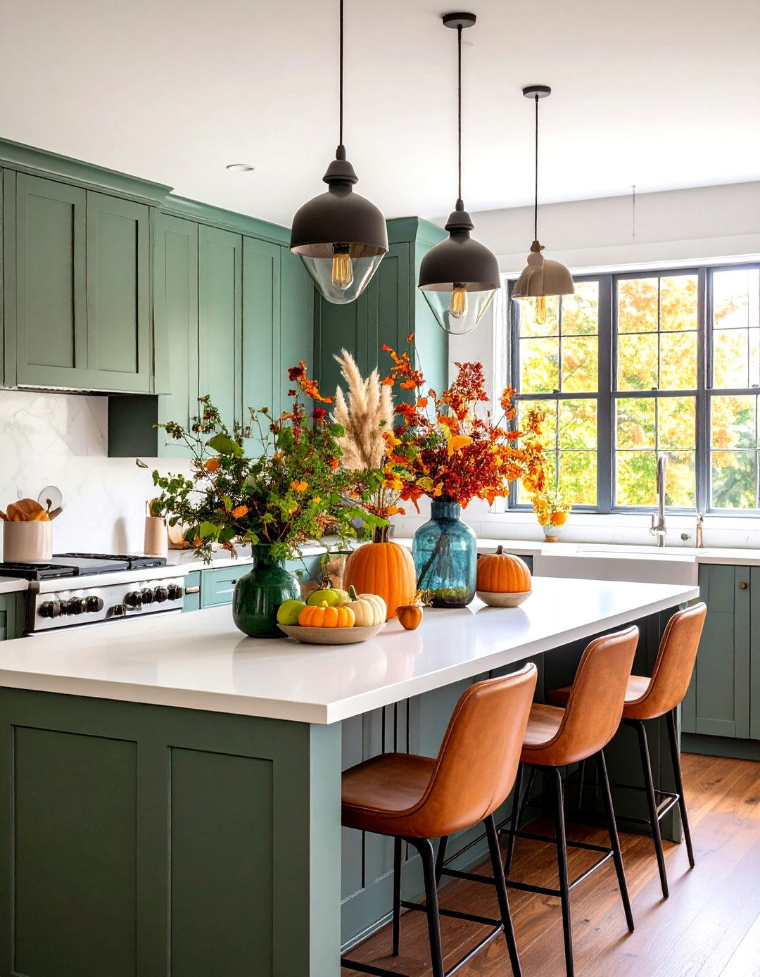 Natural Branch and Foliage Kitchen Island Centerpiece - 20 Kitchen Island Centerpiece Ideas