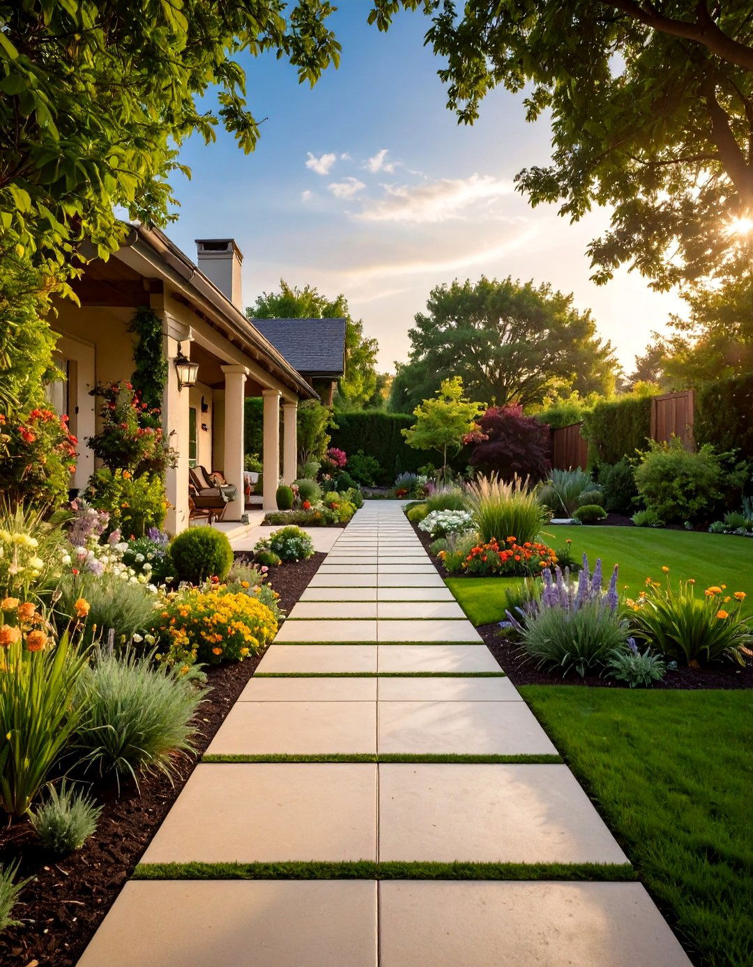 Natural Earth Tone Concrete Walkway Painting - 20 Concrete Walkway Painting Ideas