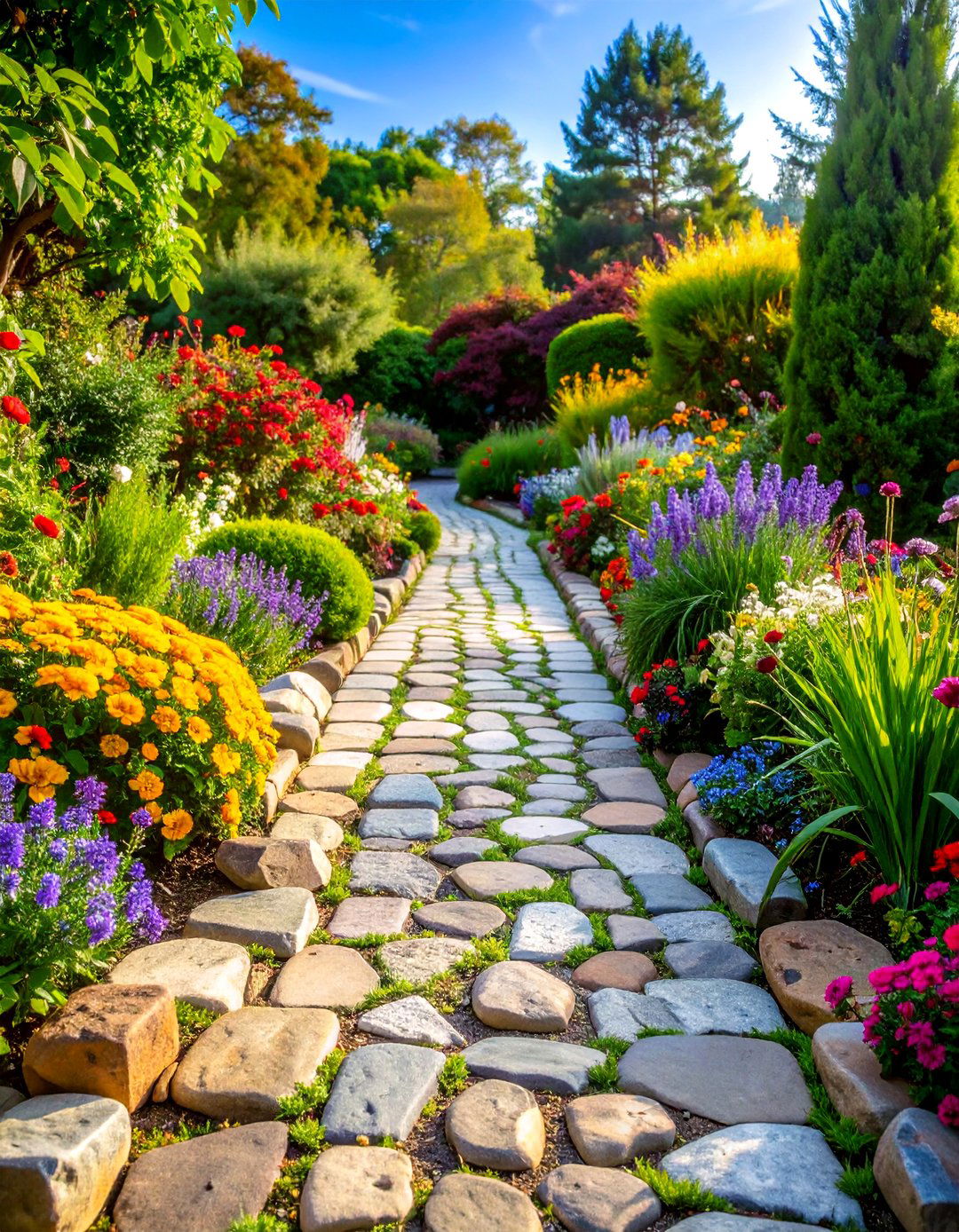 Natural Edge Cobblestone Walkway - 20 Cobble Stone Walkway Ideas