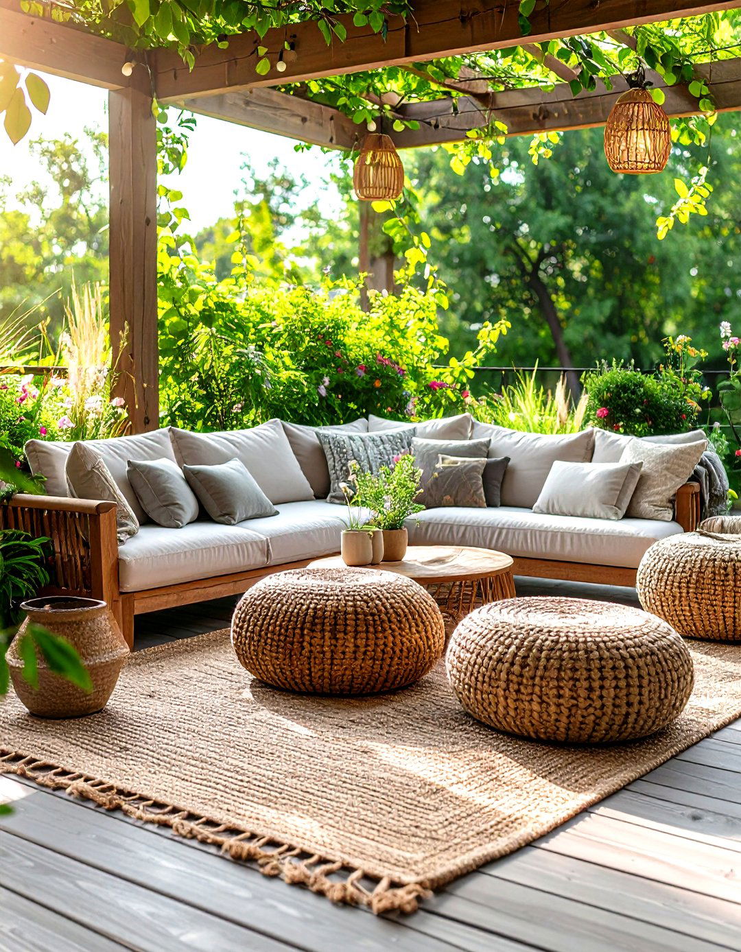 Natural Fiber Accents for Biophilic Deck Design - 20 Deck Decorating Ideas