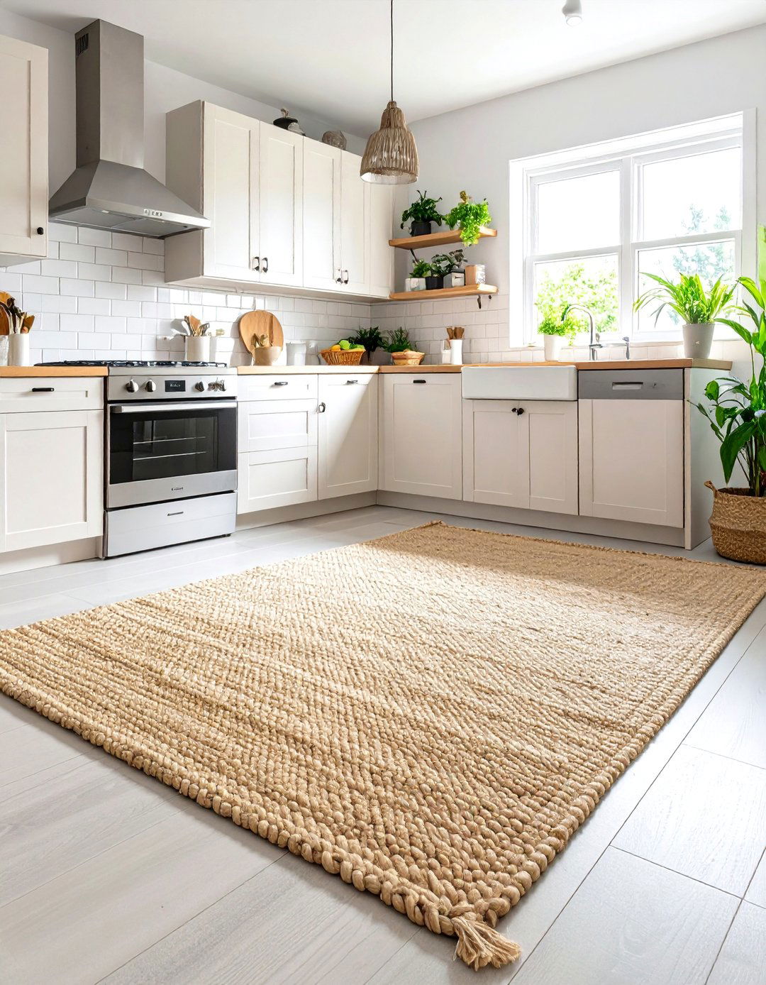 Natural Fiber Kitchen Rug with Sustainable Hemp Construction - 20 Kitchen Rug Ideas