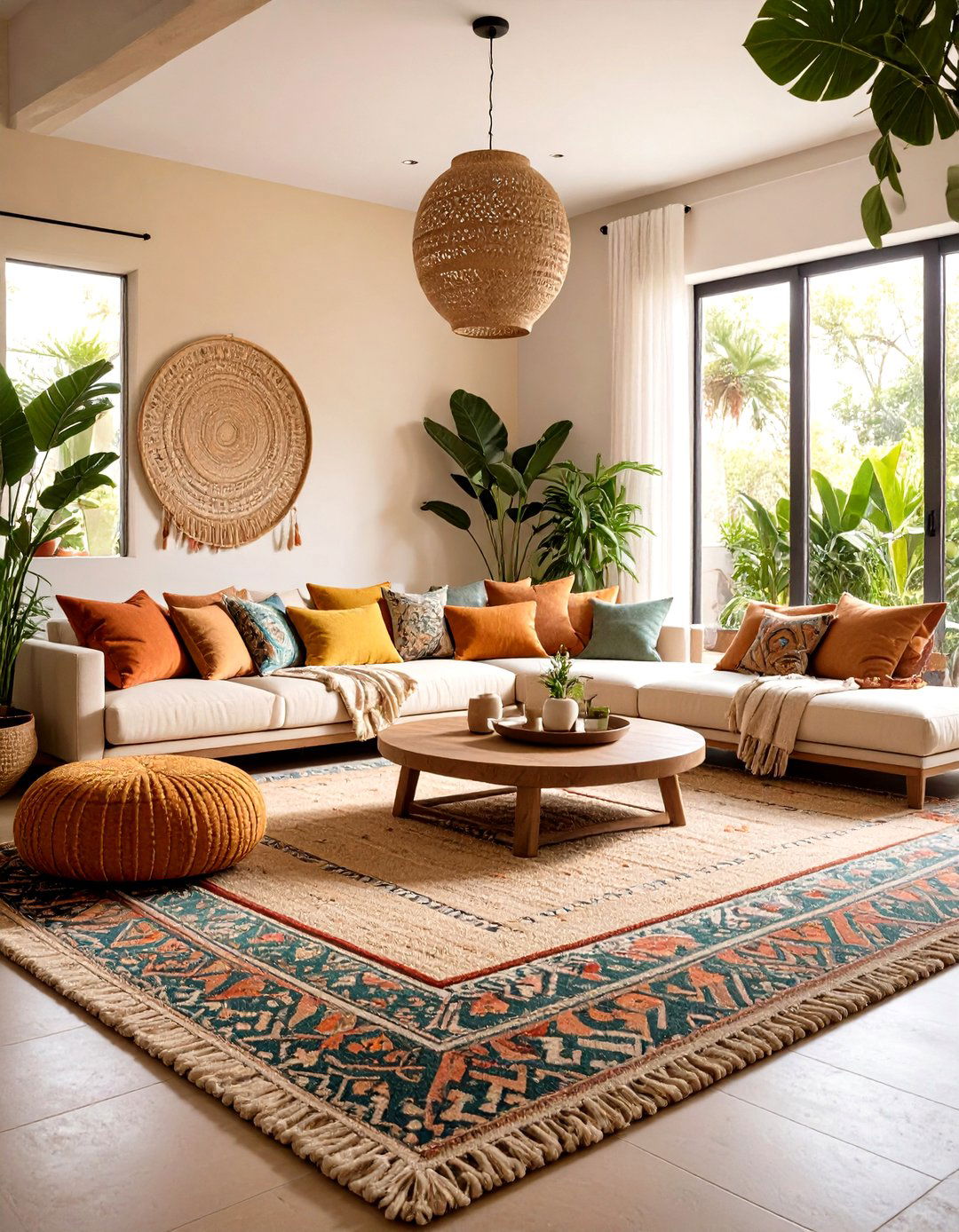 Natural Fiber Rugs and Flooring Layers - 20 Spanish Style Living Room Ideas