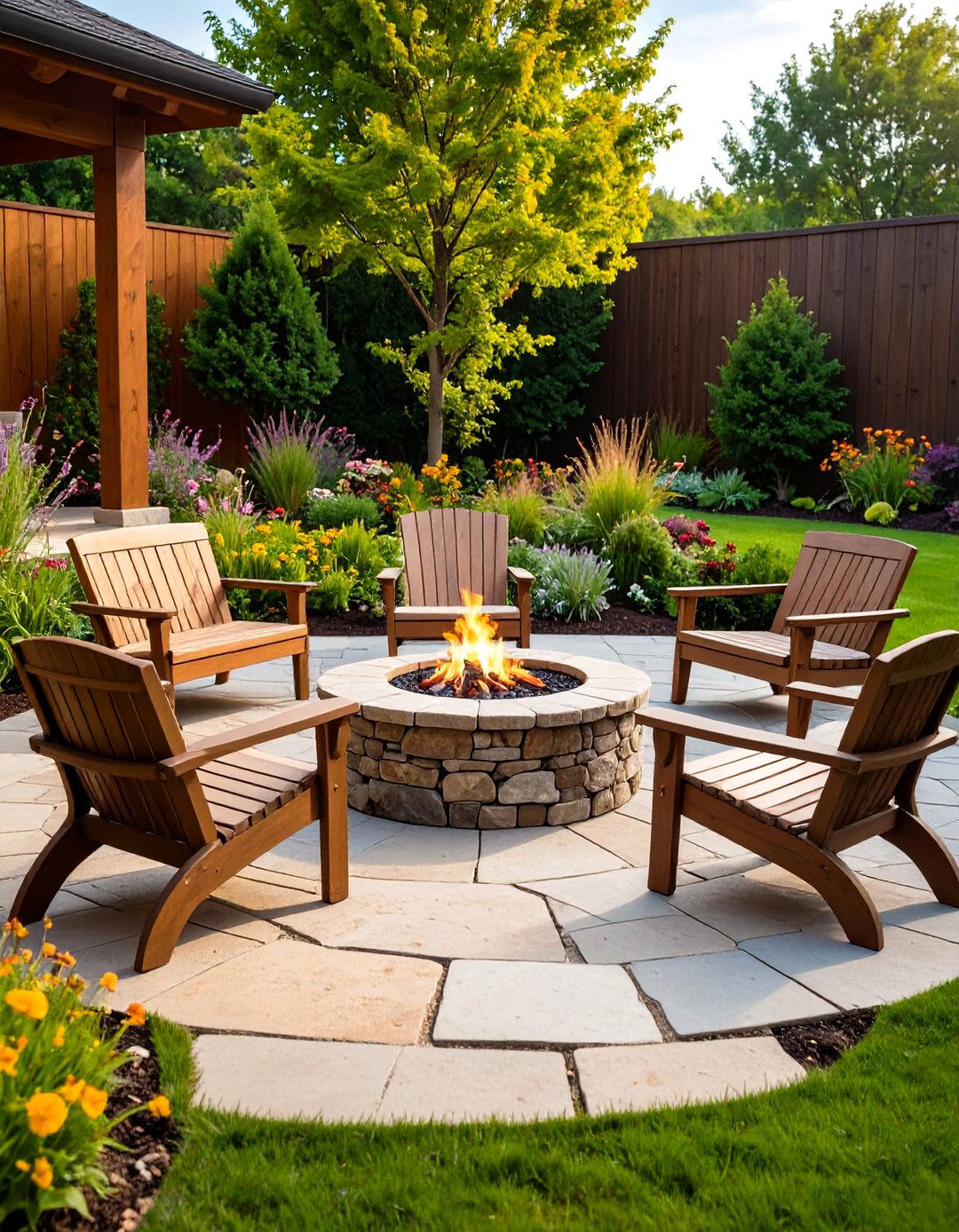 Natural Fieldstone Patio - 20 Stone Patio With a Fire Pit Ideas