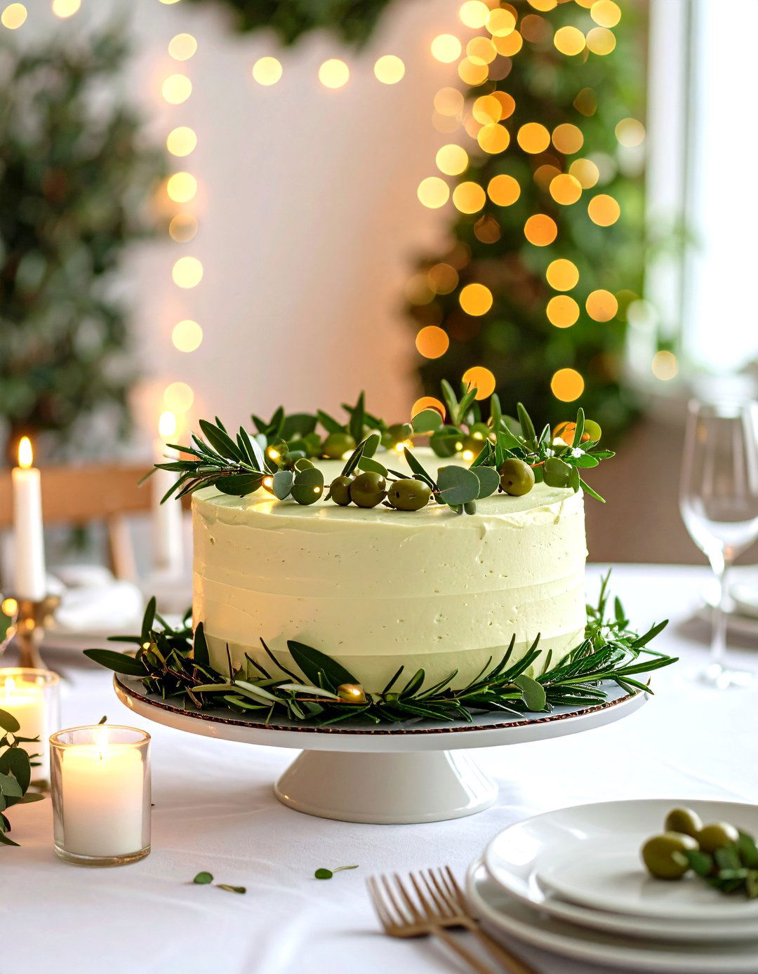 Natural Greenery Garlands - 20 Small Wedding Cake Ideas
