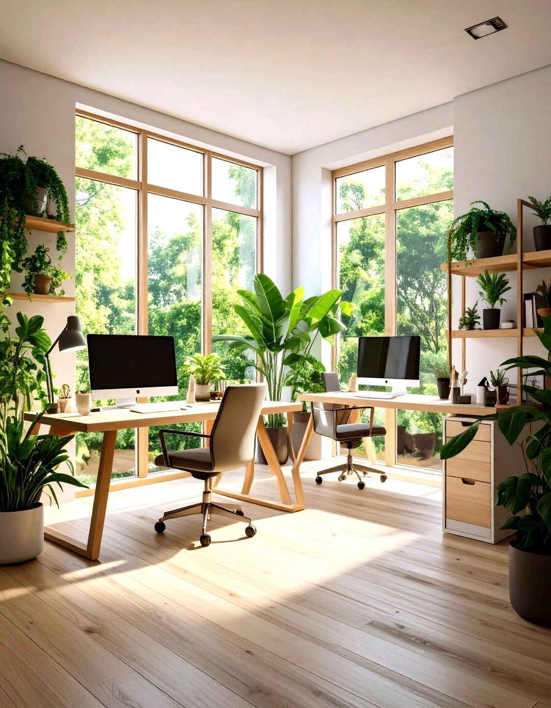 Natural Light Home Office for Couples Design - 20 Home Office for Couples Ideas and Designs