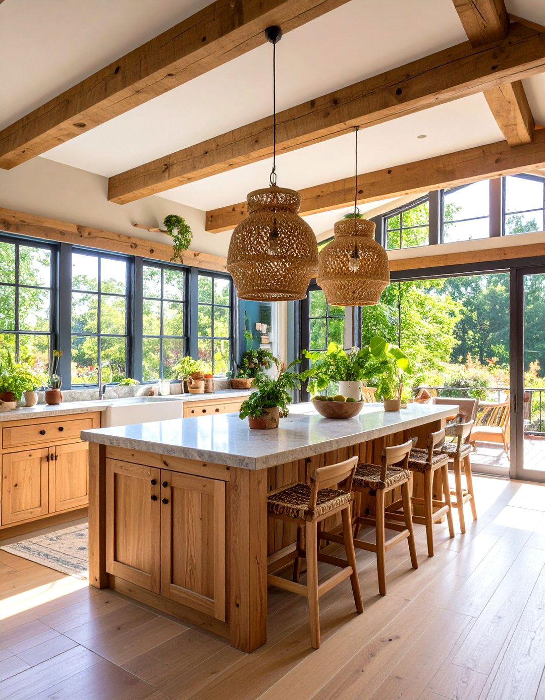 Natural Materials and Textures - 20 Sunroom Kitchen Ideas