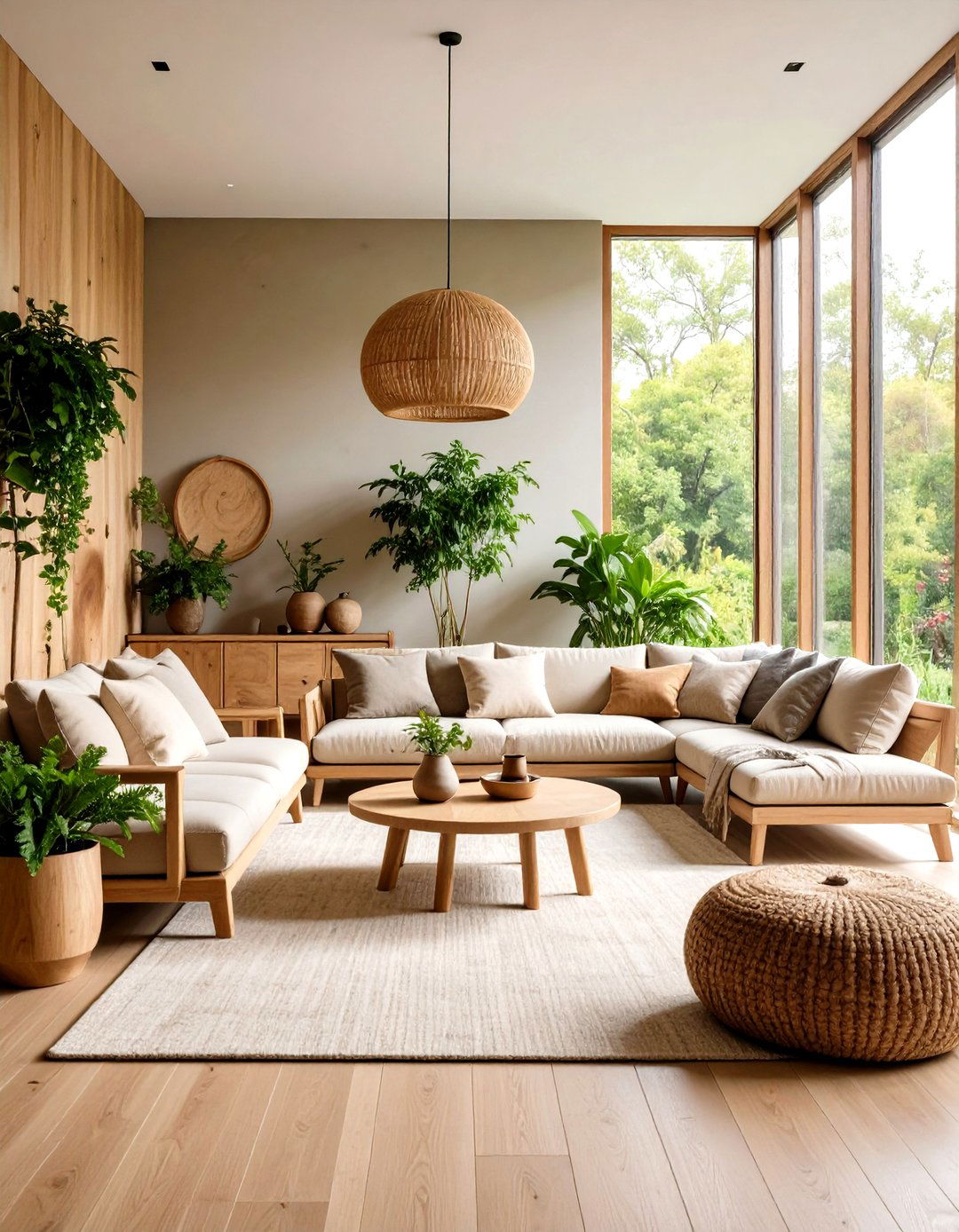 Natural Materials in Transitional Living Room Design - 20 Transitional Living Room Ideas