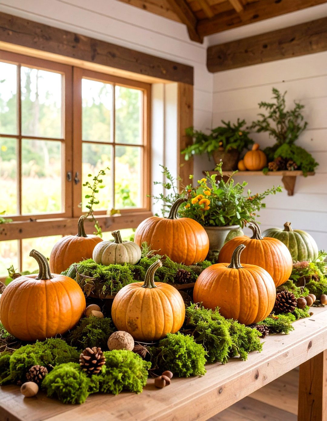Natural Moss and Twig Pumpkin Decor Theme - 20 Pumpkin Decor Ideas