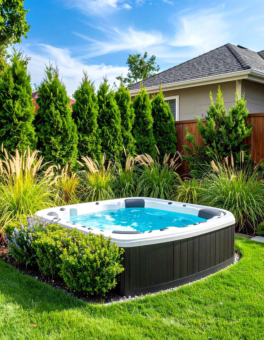 Natural Plant Hedges for Organic Hot Tub Screening - 20 Backyard Hot Tub Privacy Ideas
