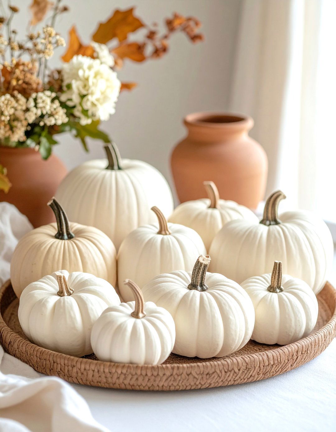 Natural Pumpkin and Gourd Displays for Fall Decor - 20 Fall Living Room Ideas