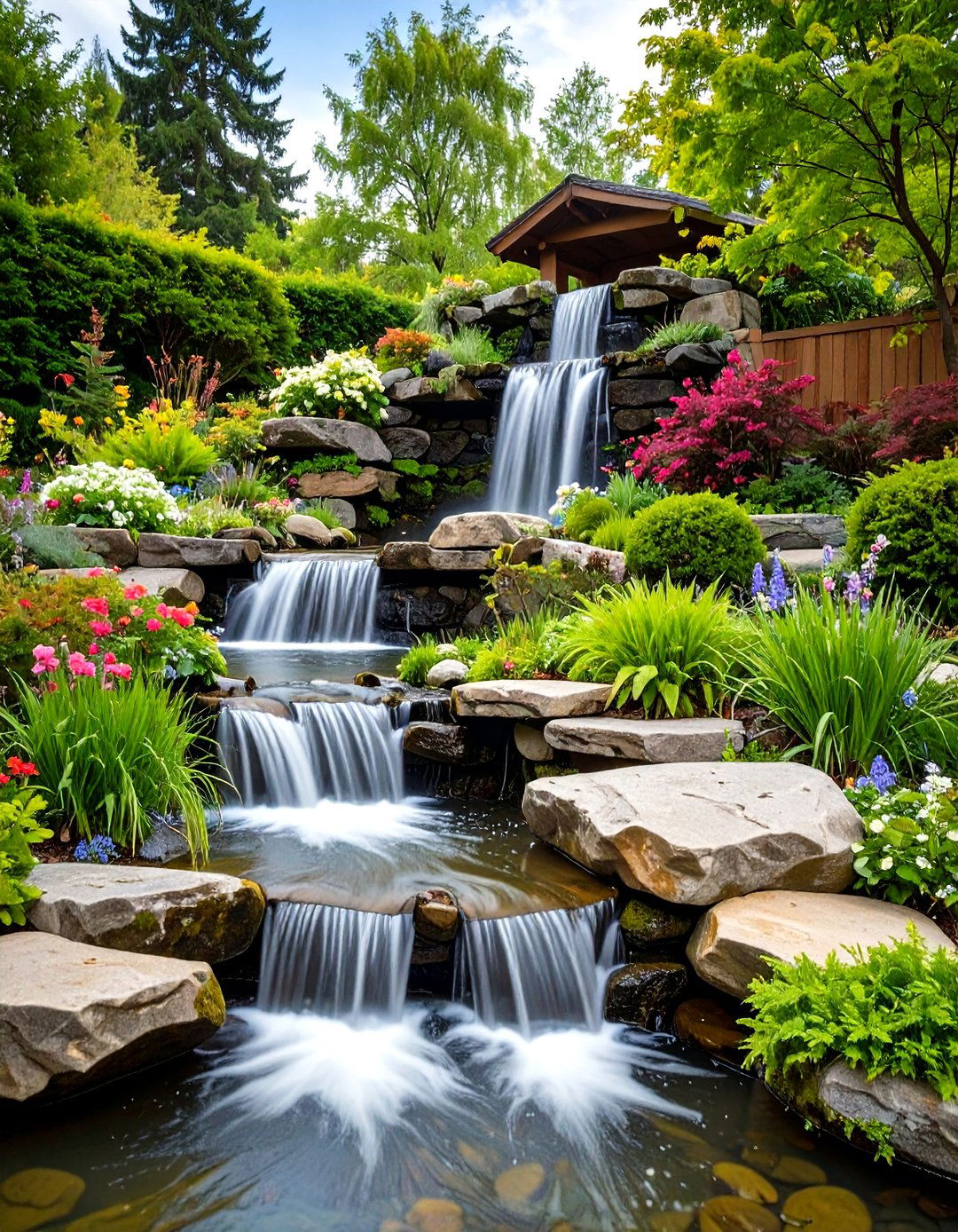 Natural Rock Cascade Pondless Waterfall - 20 Pondless Waterfall Design Ideas