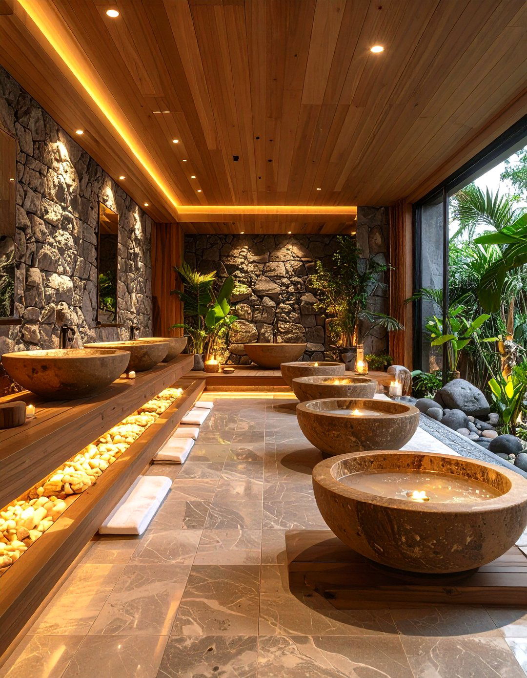 Natural Stone Accents - 20 Spa Decor Ideas