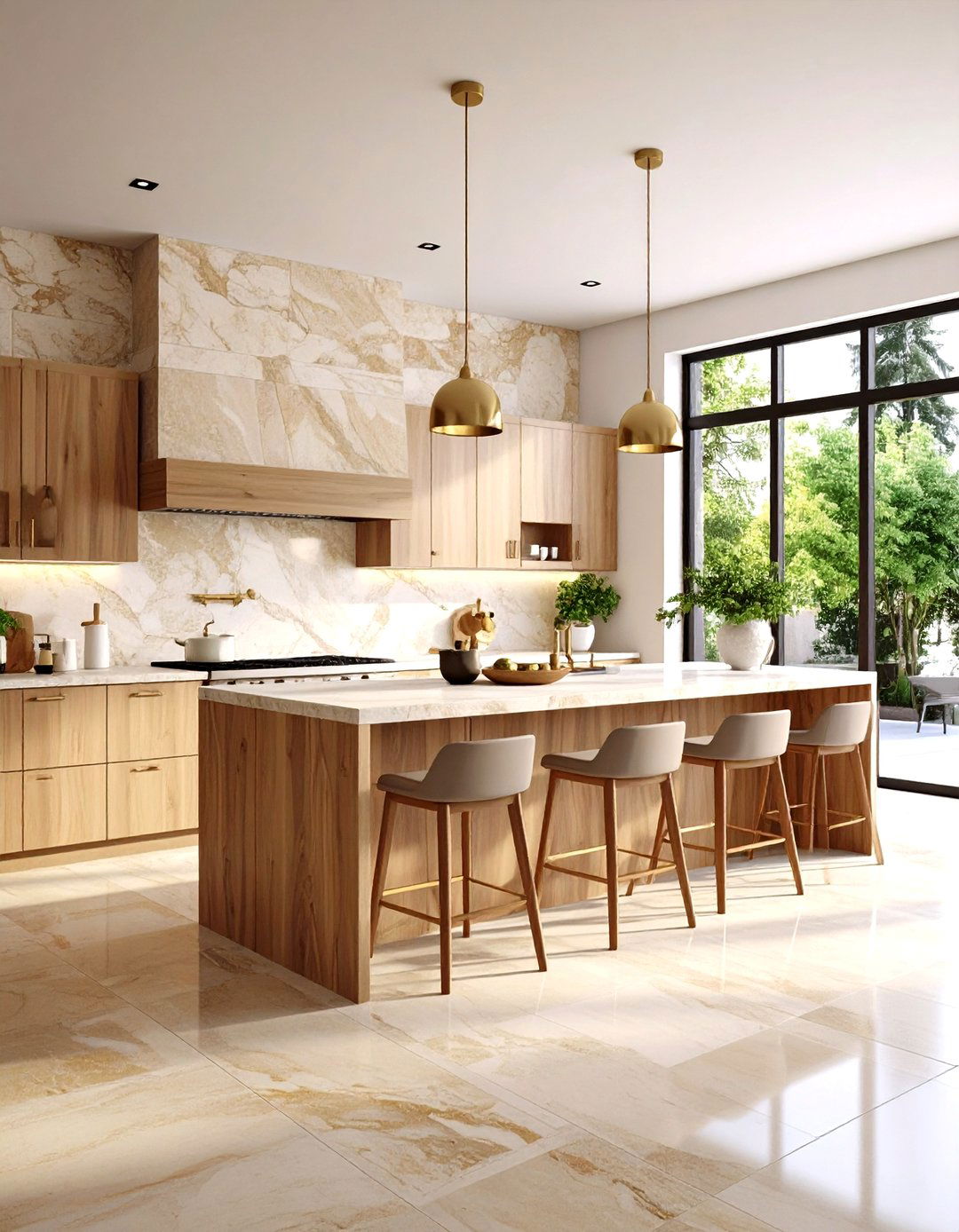 Natural Stone Backsplash Transitional Kitchen - 20 Transitional Kitchen Ideas