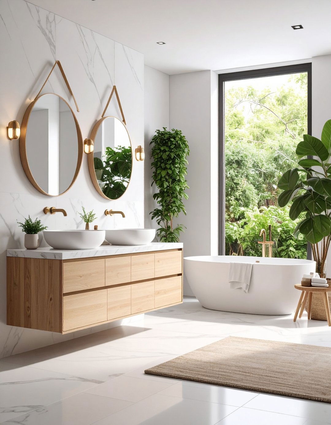 Natural Stone Elements - 20 Scandinavian Bathroom Ideas