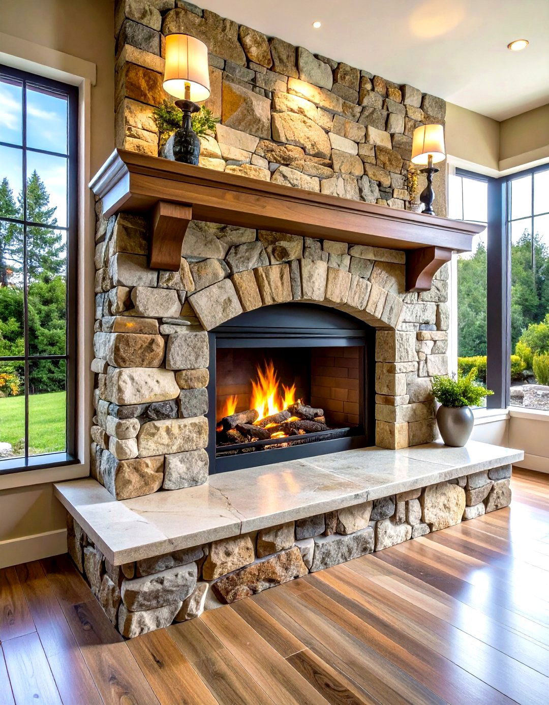 Natural Stone Fireplace Elegance - 20 Traditional Fireplaces