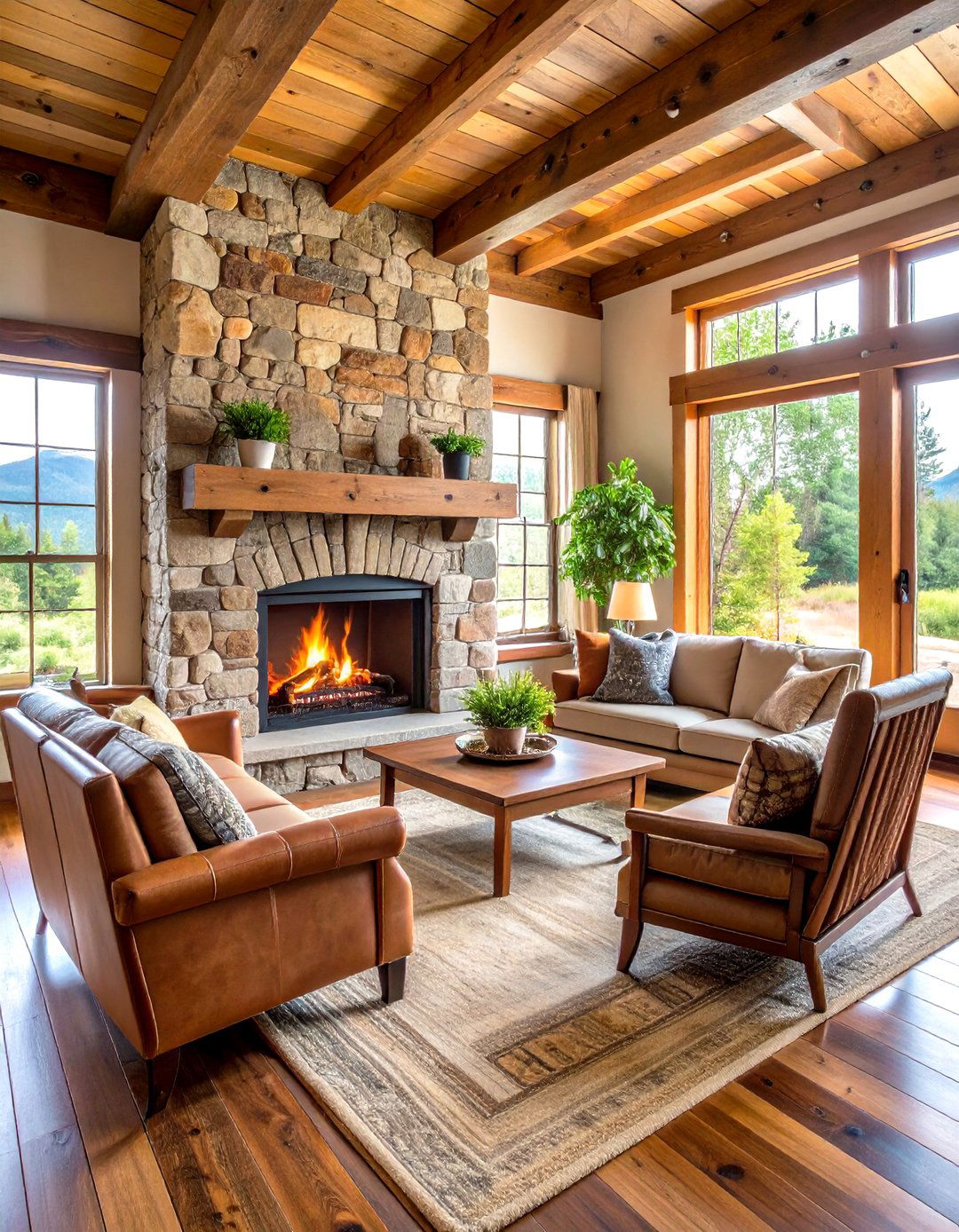 Natural Stone Fireplace or Feature - 20 Small Rustic Living Room Ideas