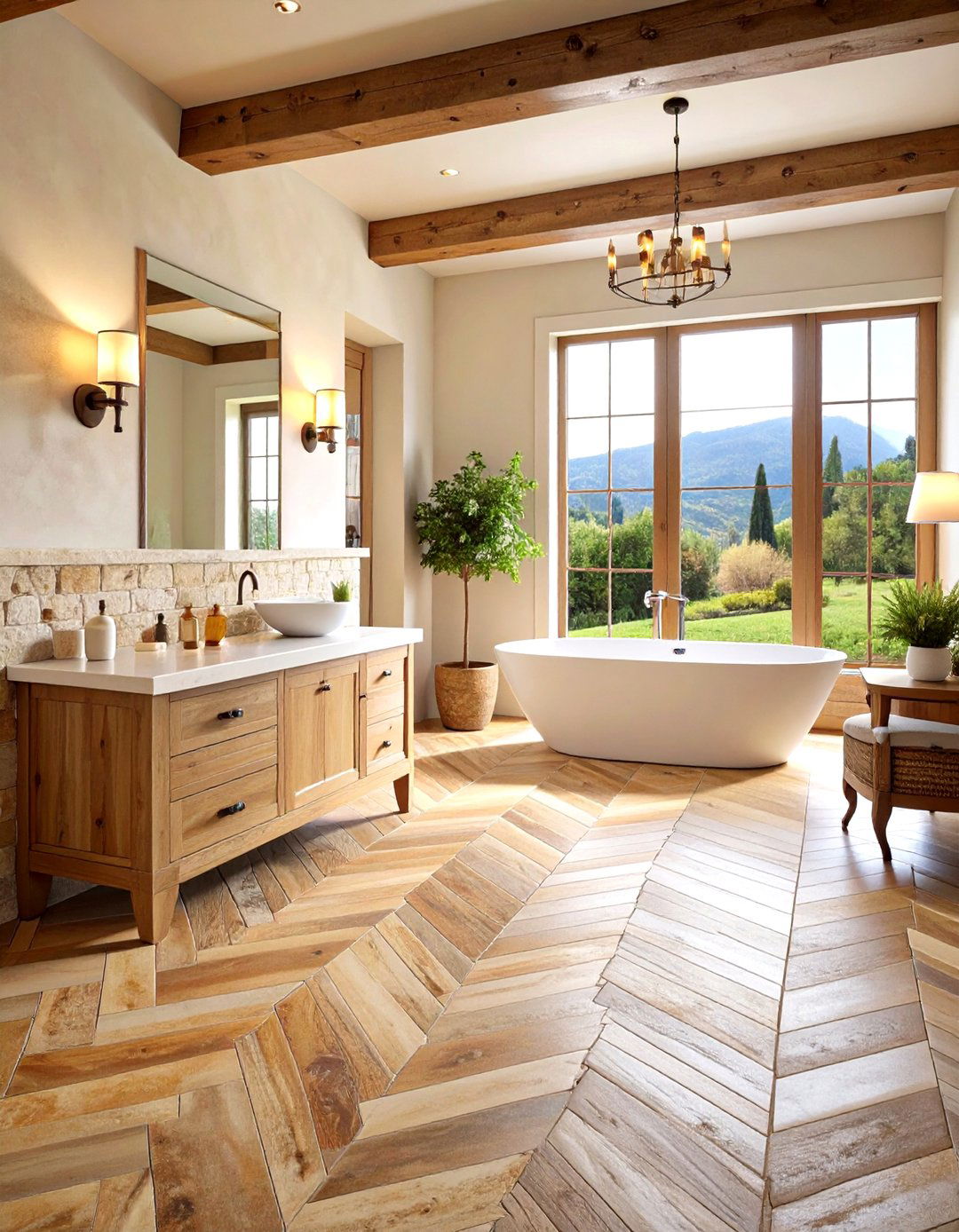 Natural Stone Flooring - 20 Tuscan Bathroom Ideas