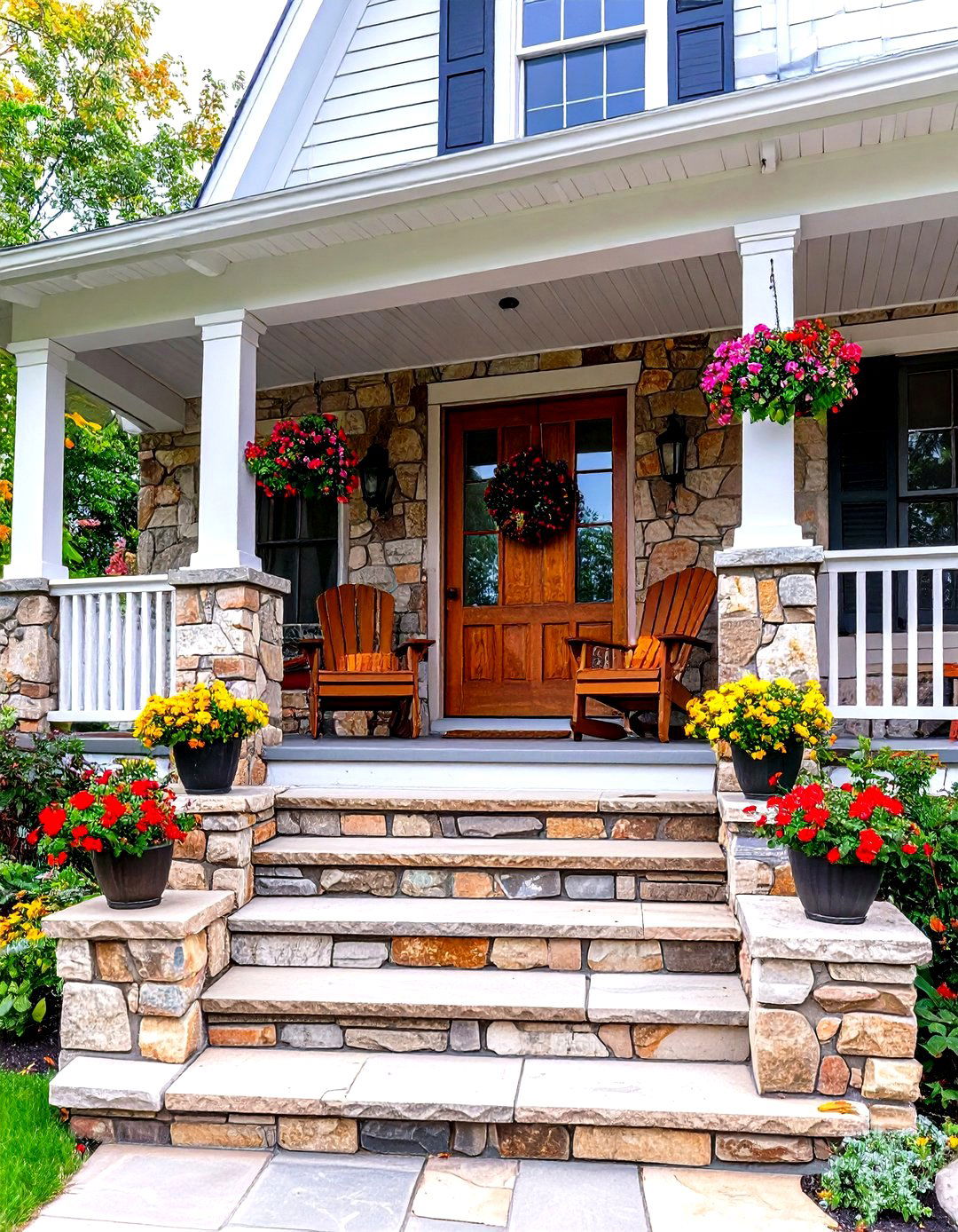 Natural Stone Foundation Cape Cod Front Porch - 20 Small Cape Cod Front Porch Ideas
