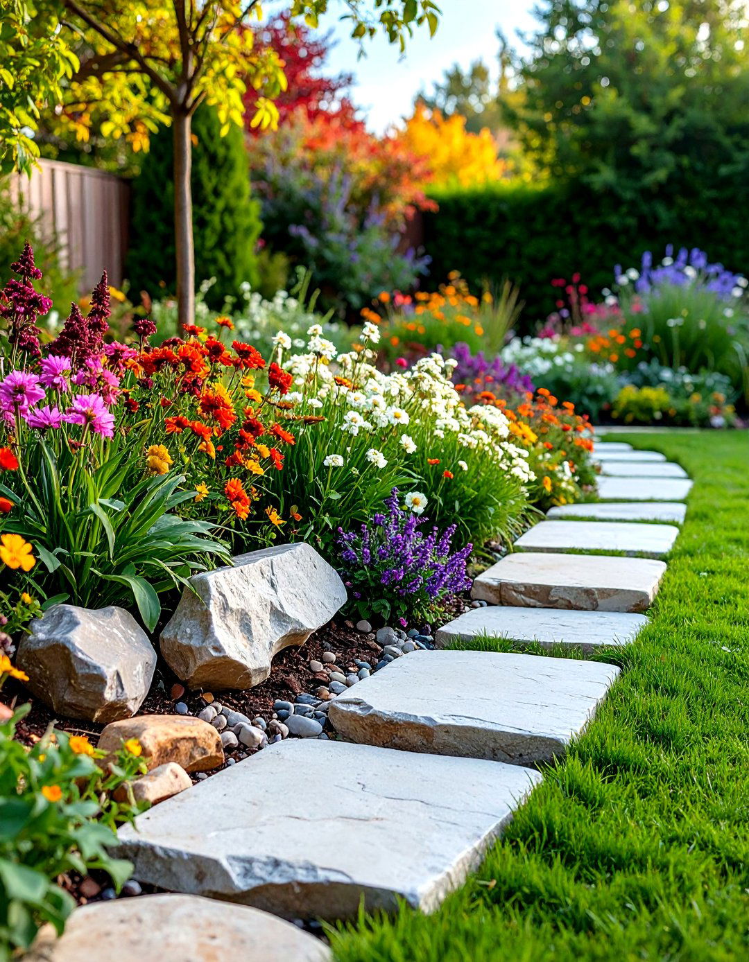 Natural Stone Garden Edging for Organic Beauty - 20 Garden Edging Ideas