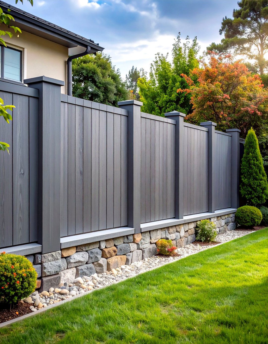 Natural Stone Grey Garden Fence Colour - 20 Garden Fence Colour Ideas