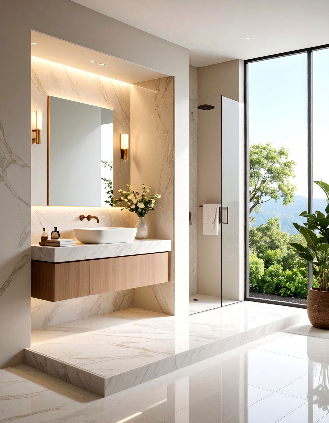 Natural Stone Inset Niche - 20 Shower Niche Ideas