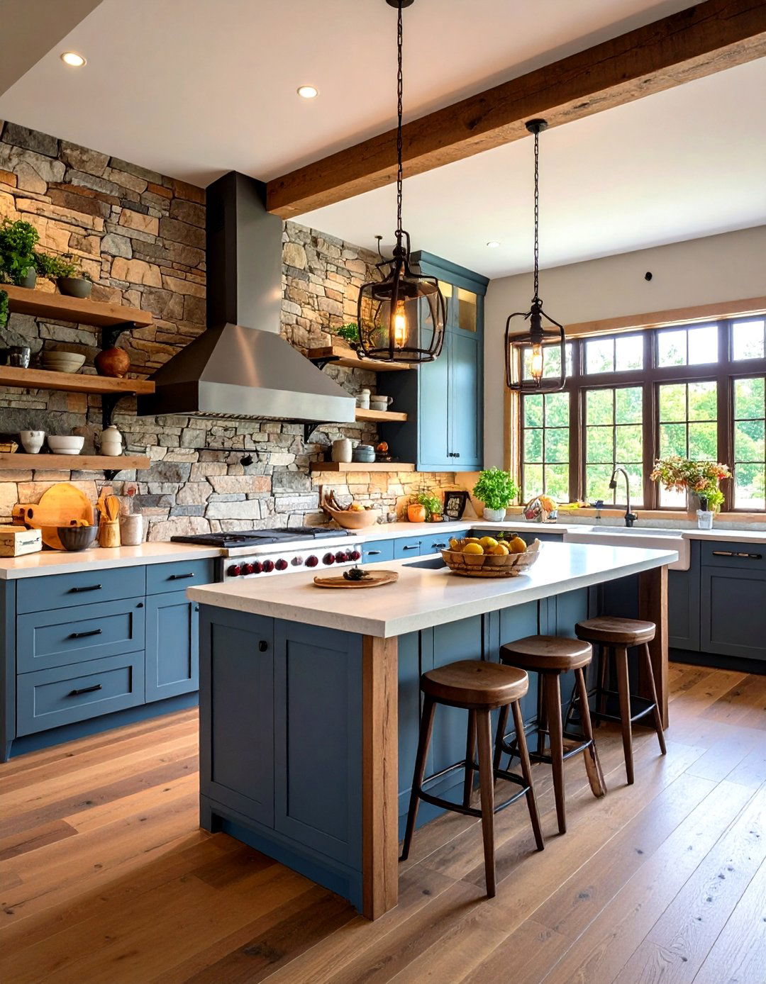 Natural Stone Kitchen Accent Wall with Rustic Charm - 20 Kitchen Accent Wall Ideas