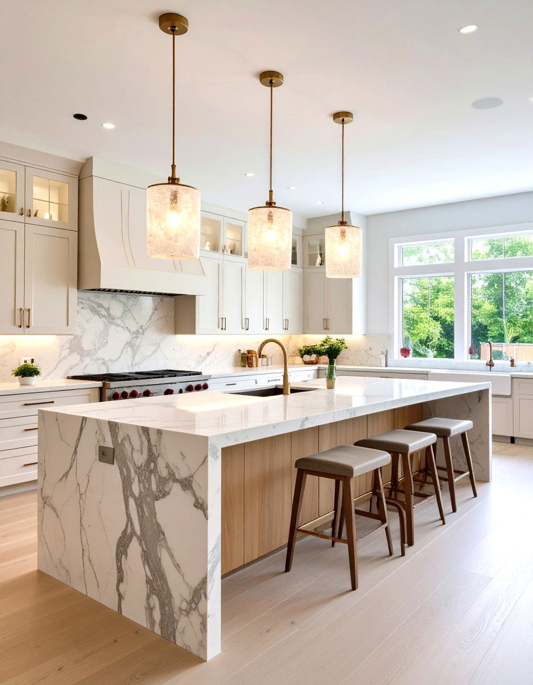 Natural Stone Kitchen Island Lighting with Organic Materials - 20 Kitchen Island Lighting Ideas