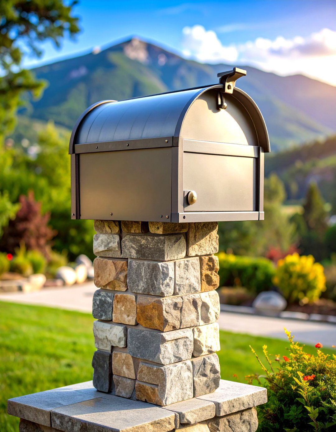 Natural Stone Mailbox Post - 20 Mailbox Post Ideas