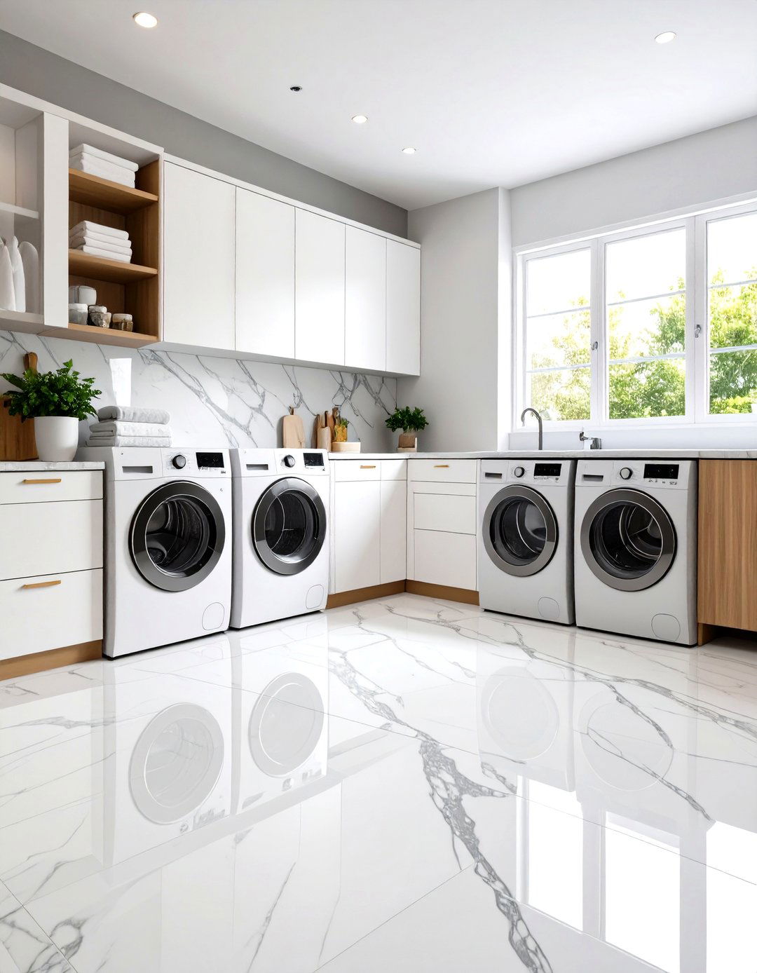 Natural Stone Marble Laundry Room Tile Design - 20 Laundry Room Tile Ideas