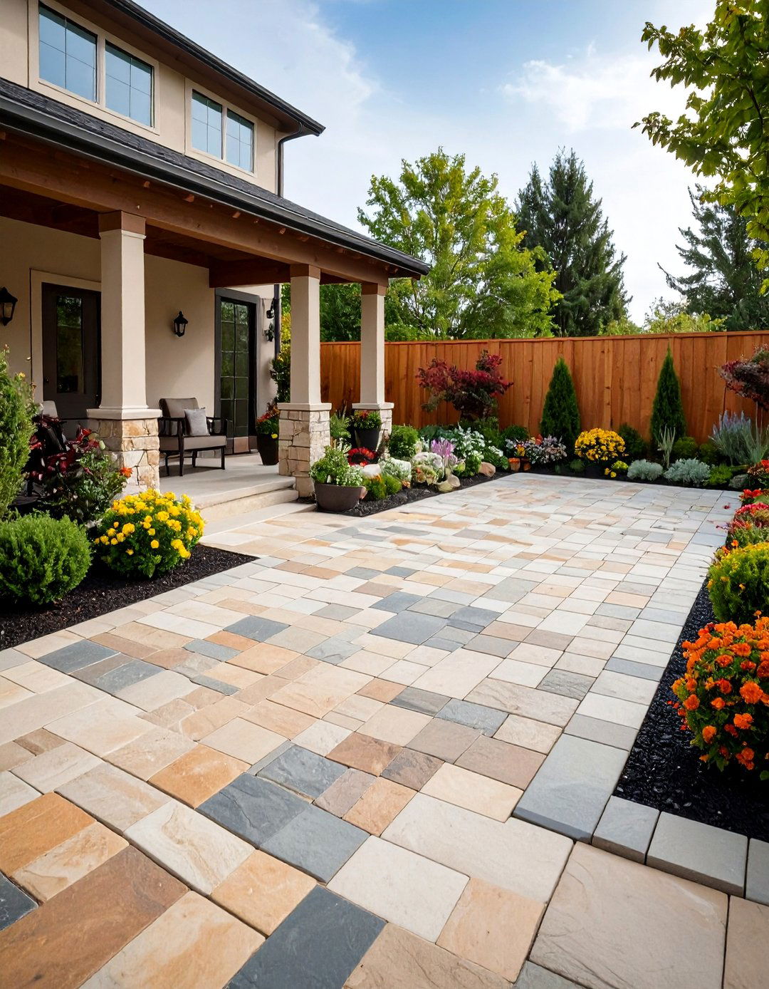 Natural Stone Mix Cobblestone Patio - 20 cobblestone patio ideas