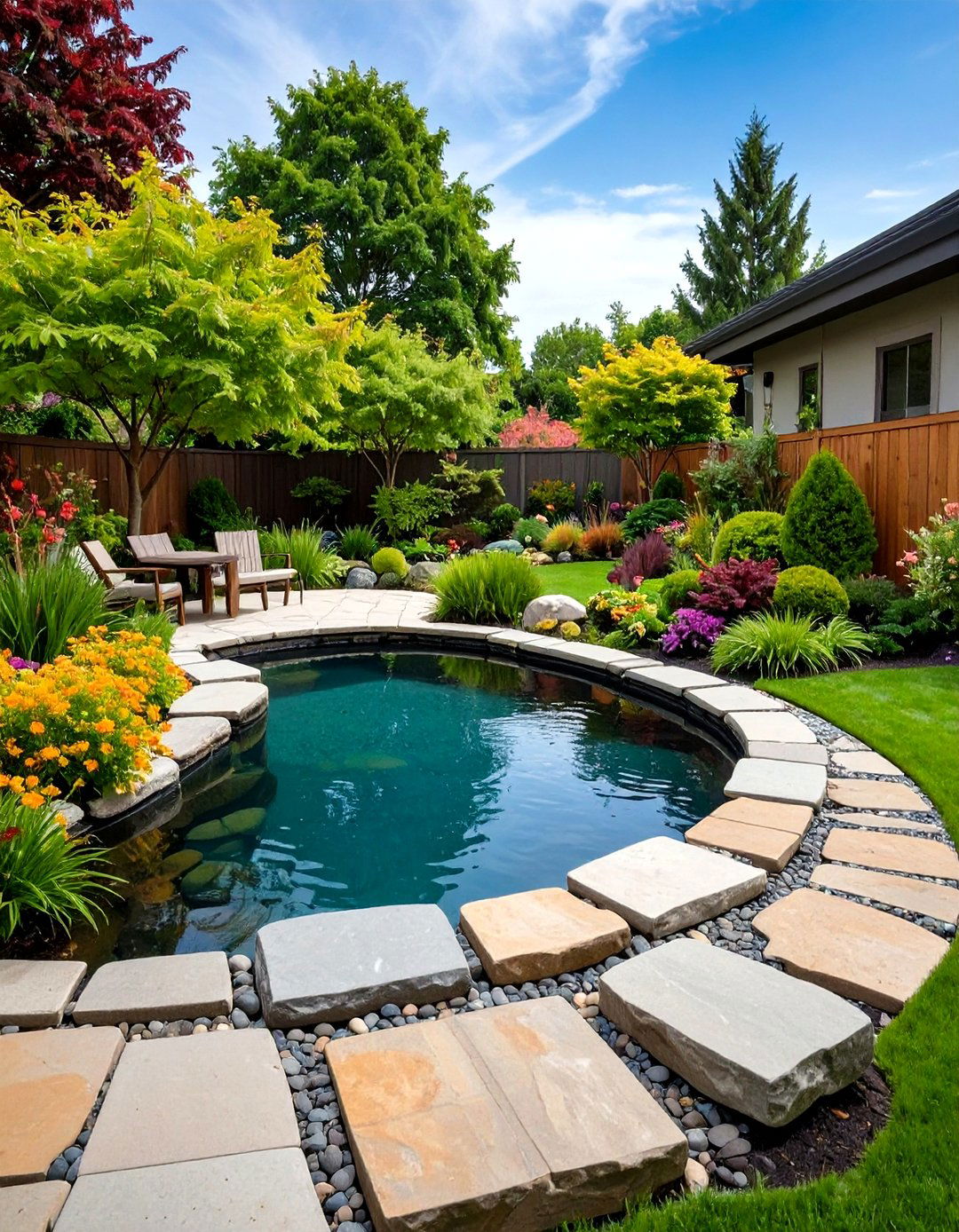 Natural Stone Pond Edging and Hardscaping - 20 Backyard Pond Ideas