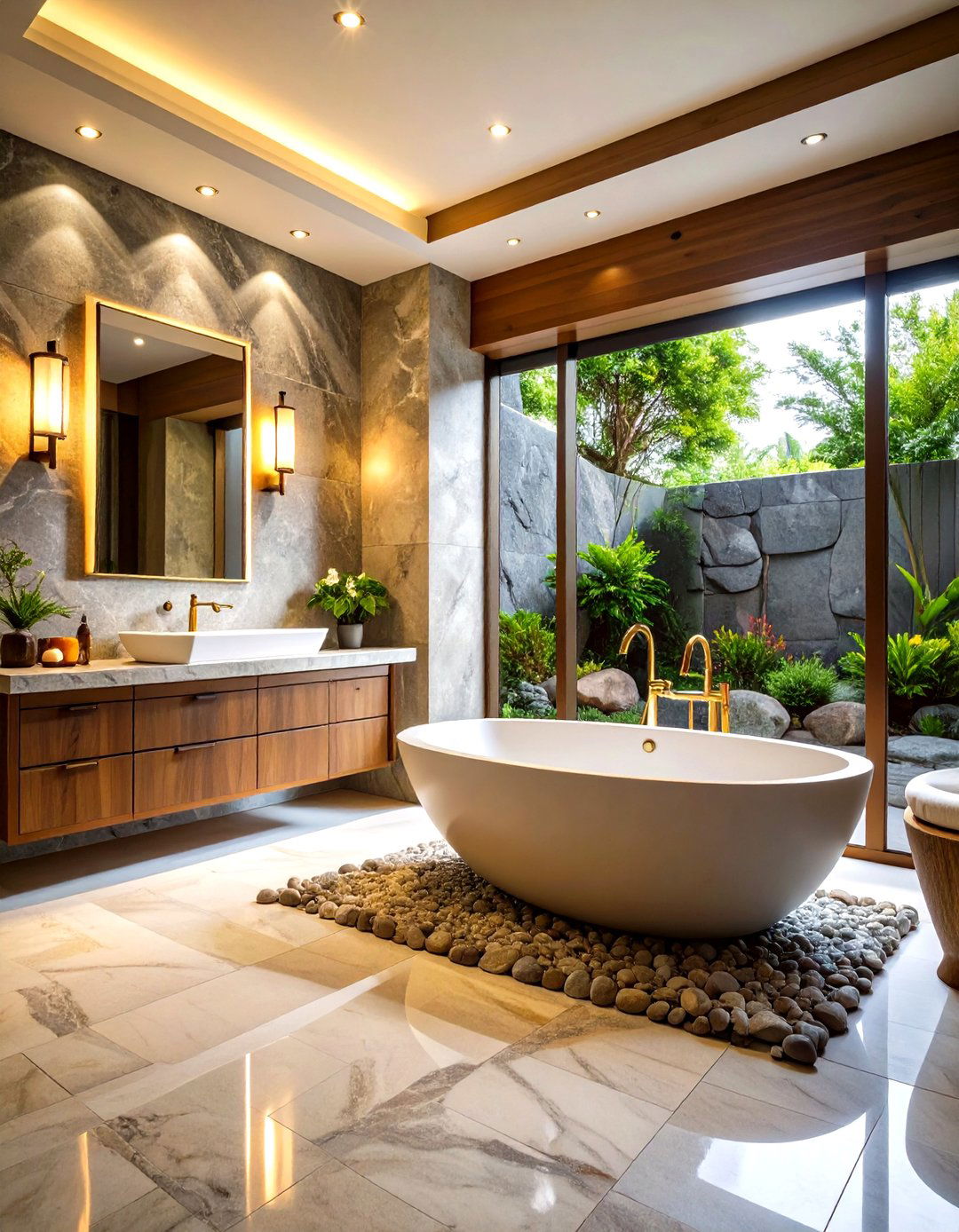 Natural Stone Primary Bathroom Sanctuary - 20 Primary Bathroom Ideas