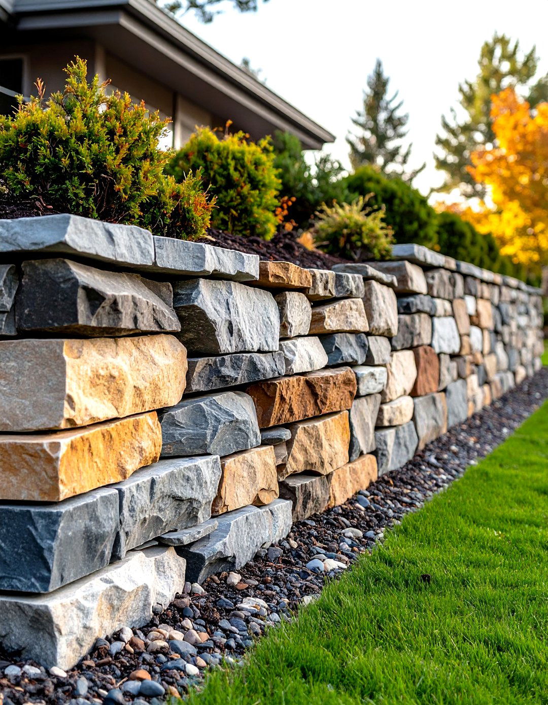 Natural Stone Retaining Wall - 20 Inexpensive Retaining Wall Ideas