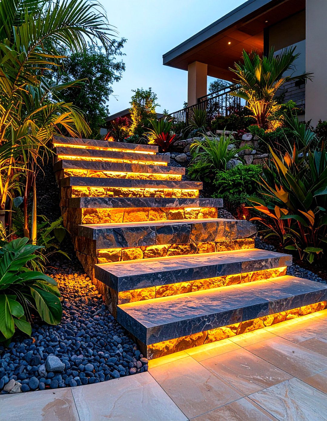 Natural Stone Slab Front Steps - 20 Front Step Ideas