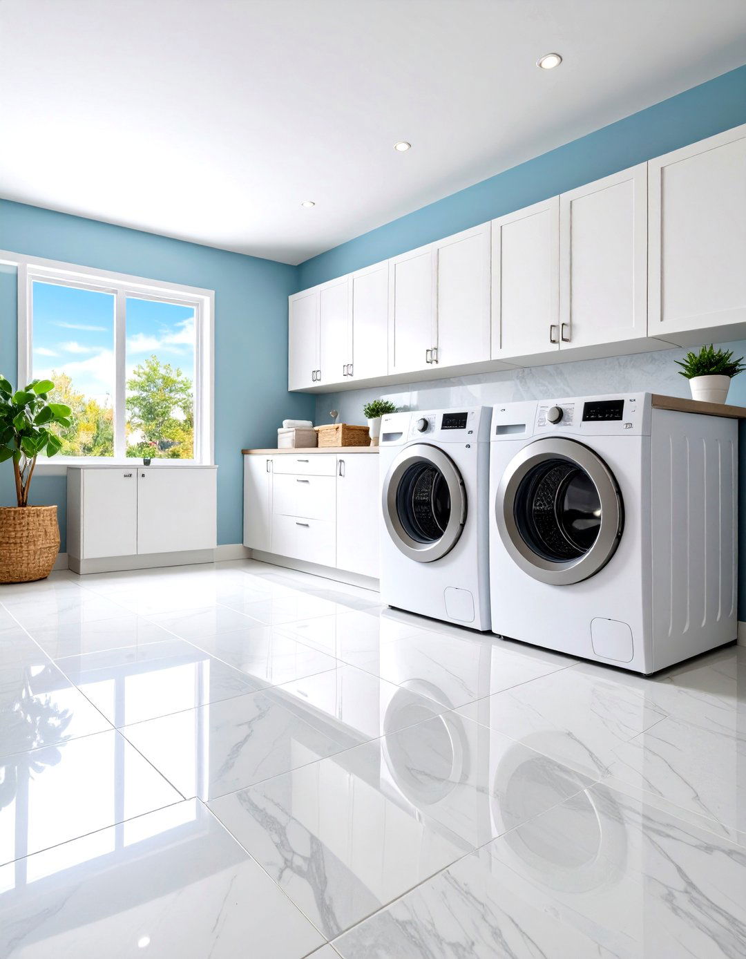 Natural Stone Slate Laundry Room Floor with Rustic Character - 20 Laundry Room Floor Ideas