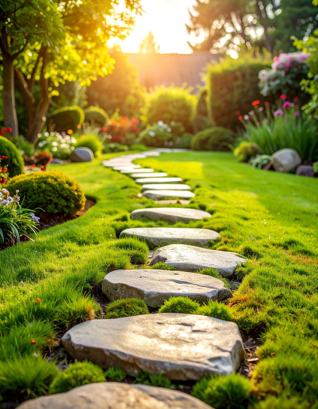 Natural Stone Stepping Stone Garden Path - 20 Garden Path Ideas